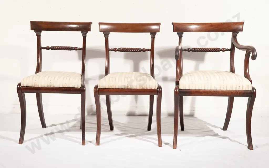 Set Three Regency Mahogany Dining Chairs Image 1++