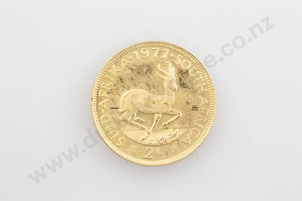 1977 South African 2 Rand Gold Coin Image 1++