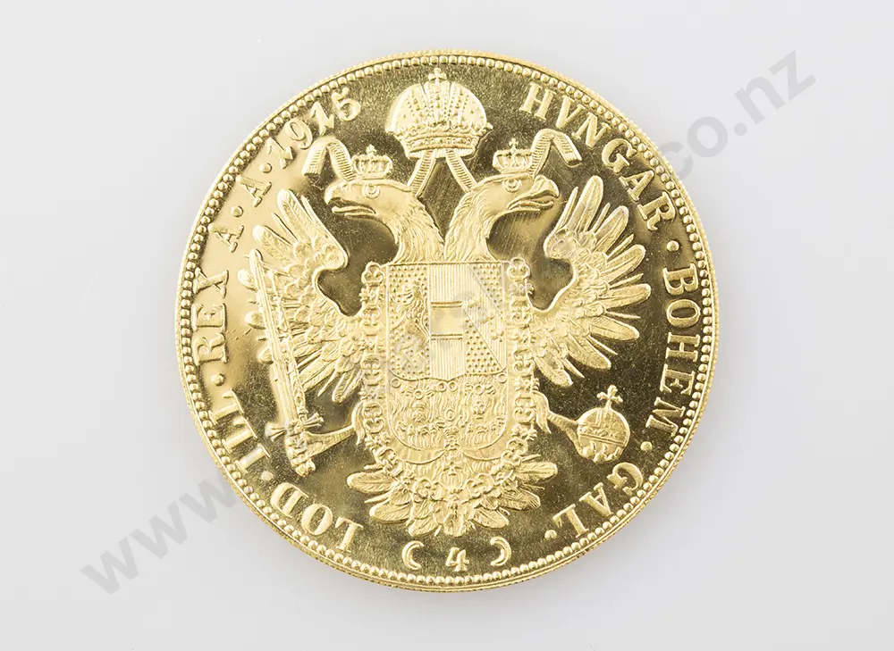 1915 4 Ducat Franz Joseph I Austria Gold Coin Re-Strike Image 1++