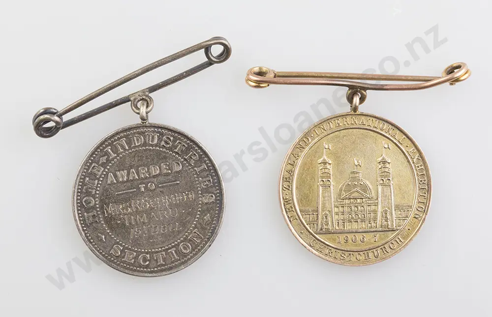 Two 1906-07 New Zealand International Exhibition Prize Medals Image 1++