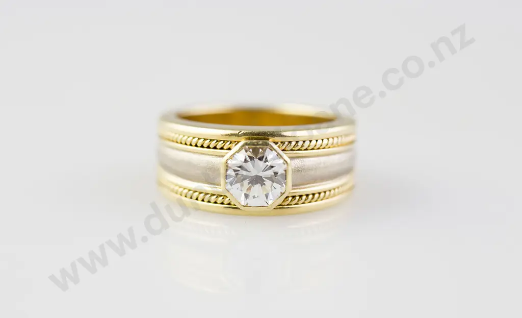 Charles Greig 18ct Yellow & White Gold Solitaire Diamond Ring Image 1++