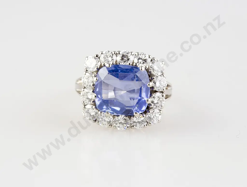 18ct White Gold 15stone Sapphire & Diamond Cluster Ring Image 1++