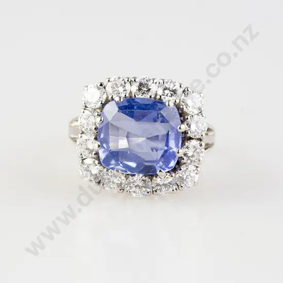 18ct White Gold 15stone Sapphire & Diamond Cluster Ring
