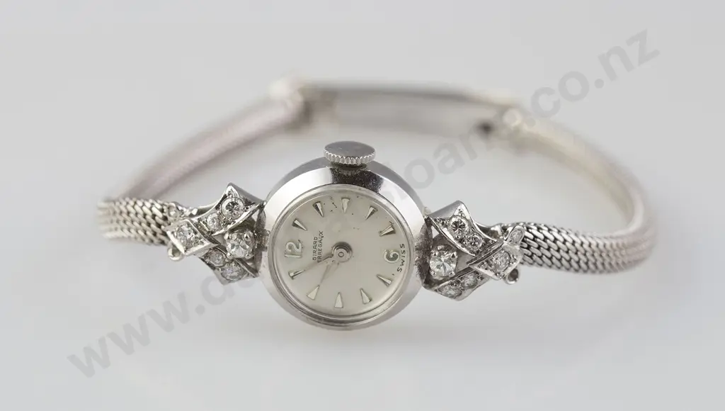 Ladies All 14ct White Gold Girard Perregaus Cocktail Wrist Watch Image 1++