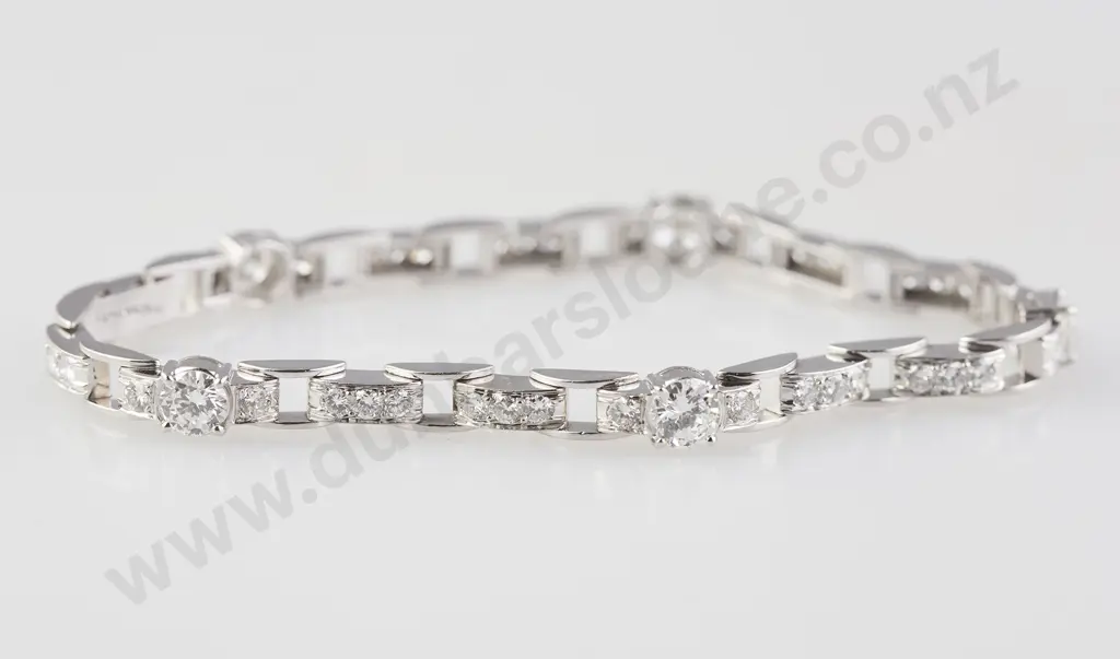 All Platinum 45stone Diamond Tennis Type Bracelet Image 1++
