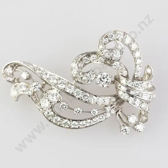 18ct White Gold 83stone Diamond Spray Brooch