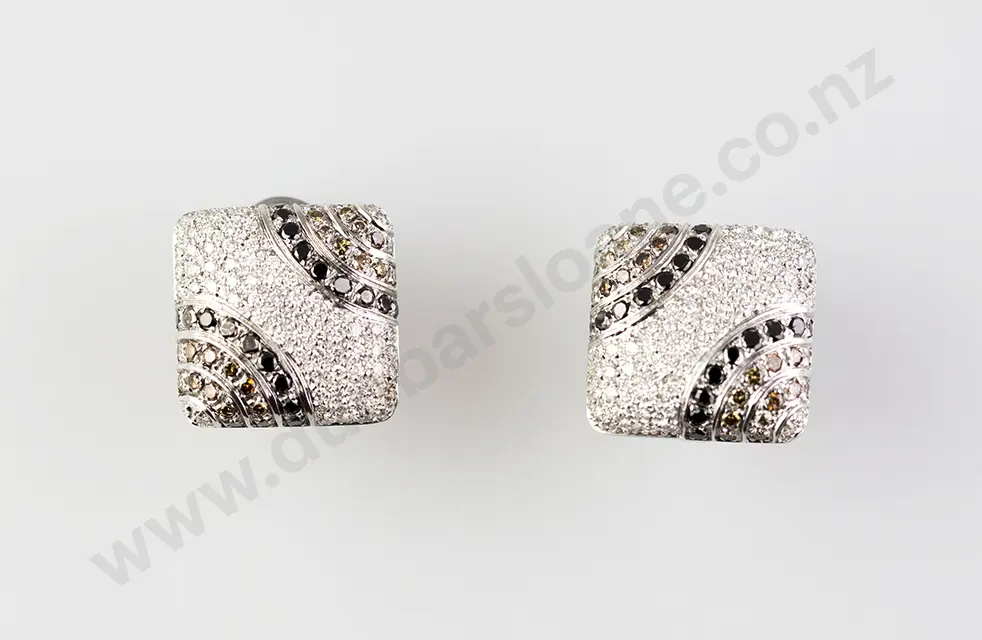 Pair 18ct White Gold Fancy Diamond Cluster Earrings Image 1++