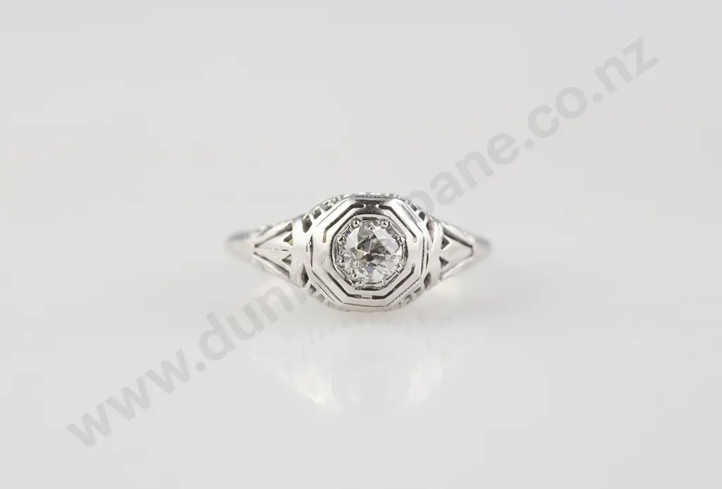 18ct White Gold Solitaire Diamond Ring Image 1++