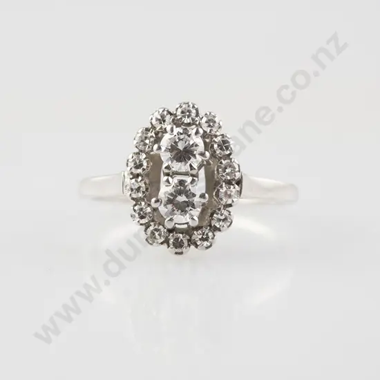 14ct White Gold 16stone DIamond Cluster Ring