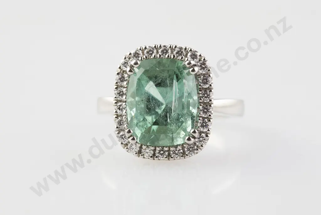 All Platinum 23stone Tourmaline & Diamond Cluster Ring Image 1++