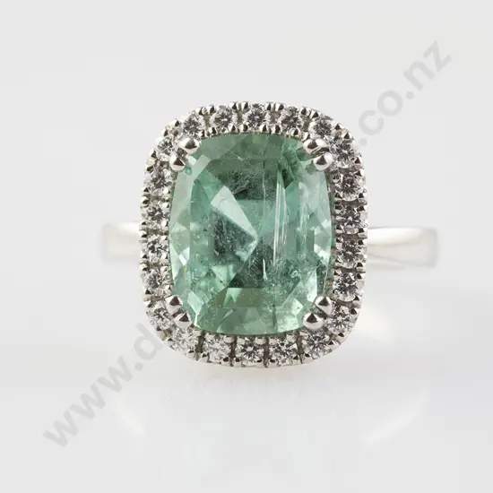 All Platinum 23stone Tourmaline & Diamond Cluster Ring
