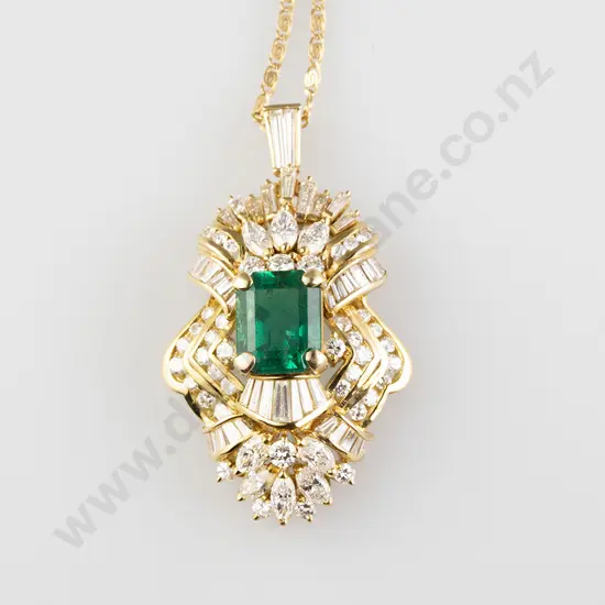 18ct 89stone Emerald & Diamond Fancy Pendant