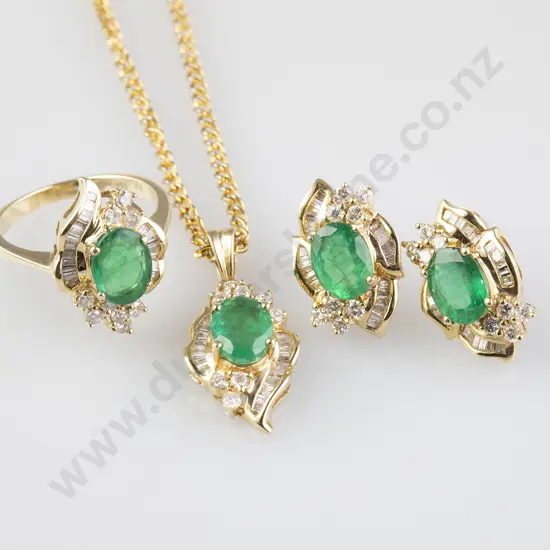 14ct Emerald & Diamond Suite