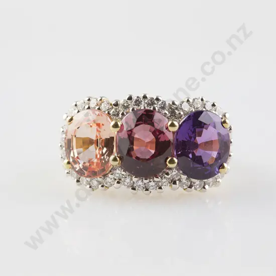 18ct 39stone Fancy Sapphire & Diamond Cluster Ring