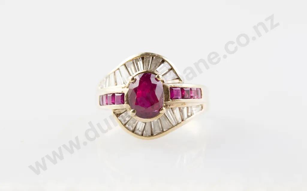 18ct 31stone Ruby & Diamond Cluster Ring Image 1++