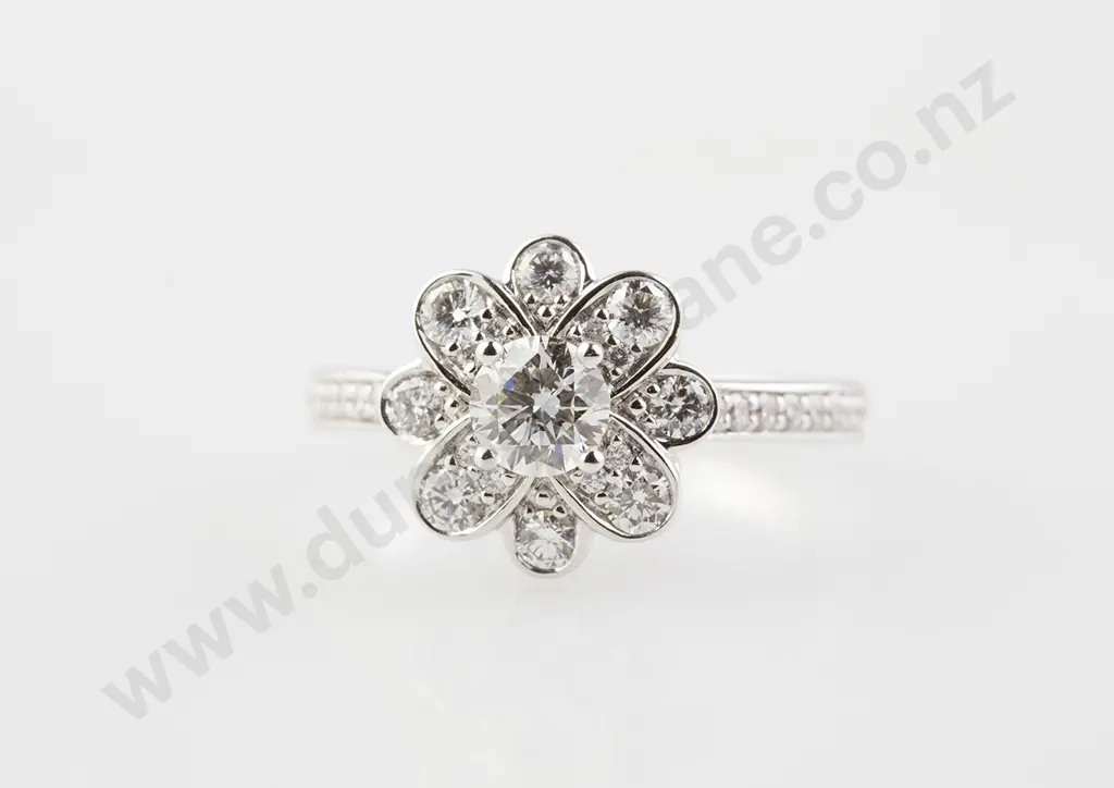 18ct White Gold 35stone Floret Cluster Ring Image 1++