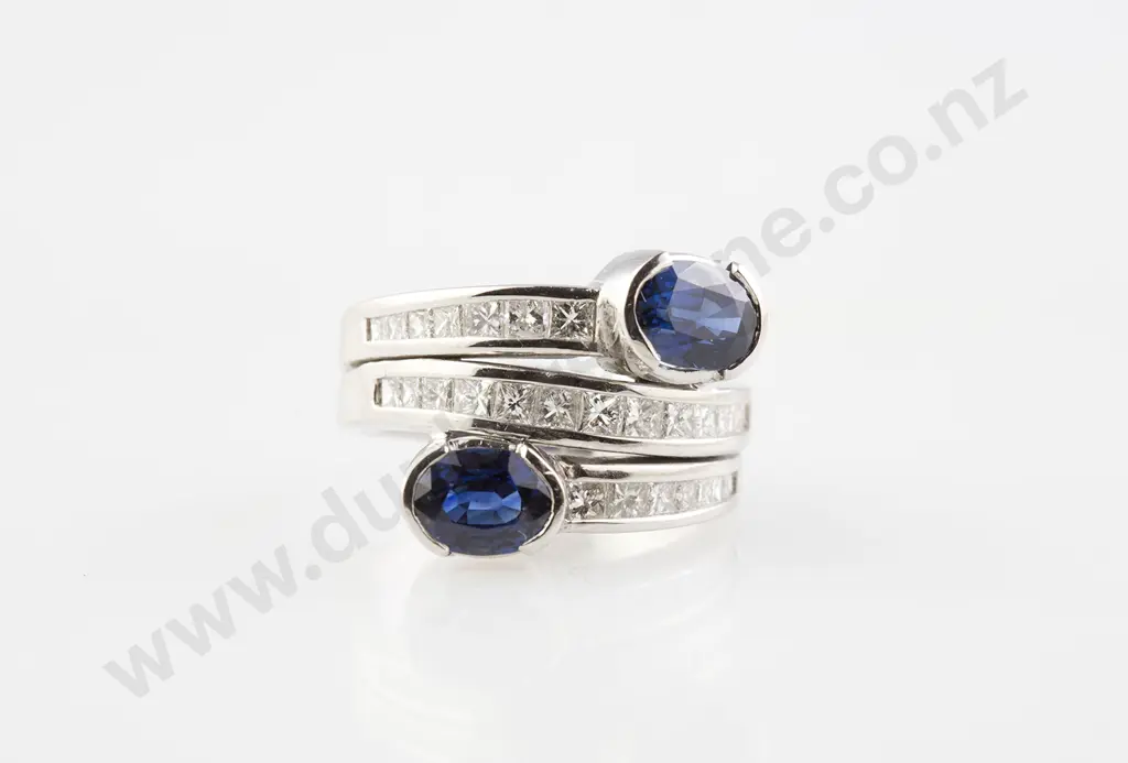 18ct White Gold 29stone Sapphire & Diamond Ring Image 1++