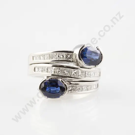 18ct White Gold 29stone Sapphire & Diamond Ring