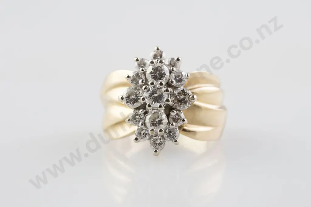 14ct 15stone Diamond Cluster Ring Image 1++