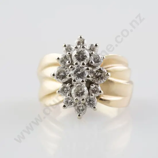 14ct 15stone Diamond Cluster Ring