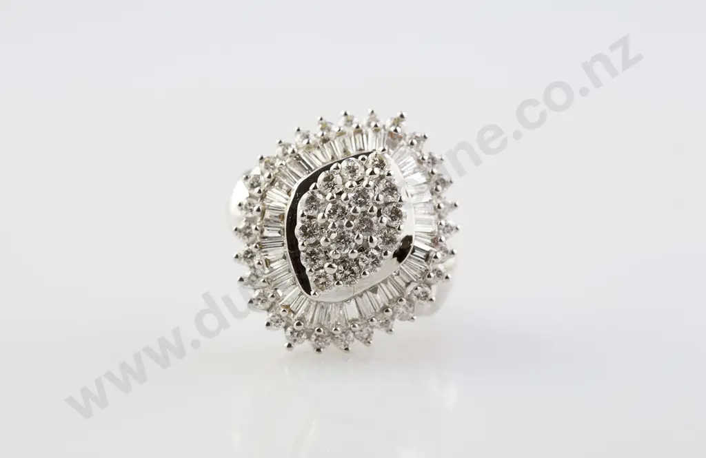 10ct White Gold 48stone Diamond Cluster Ring Image 1++