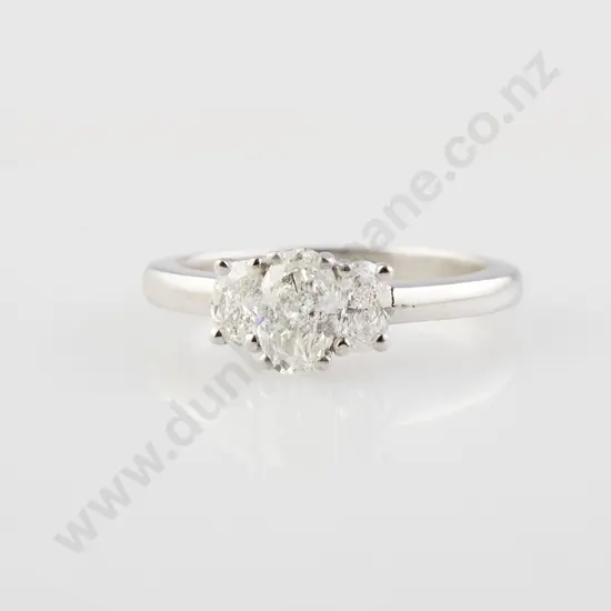 All Platinum Three Stone Diamond Bridge Ring