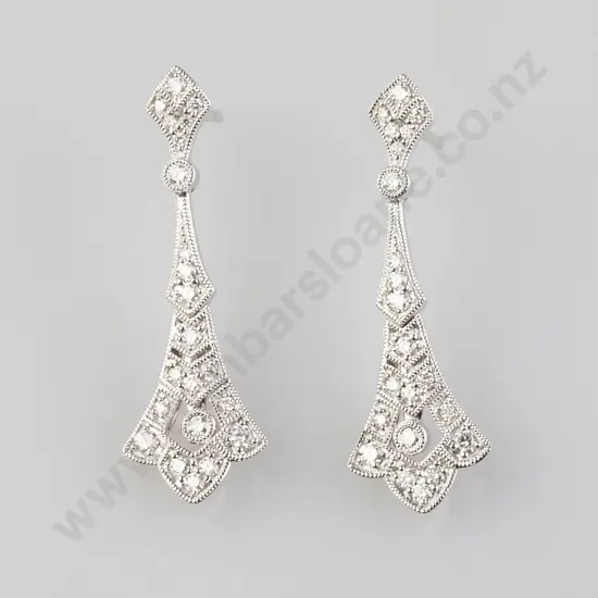 Pair 18ct White Gold & Diamond Pendant Earrings
