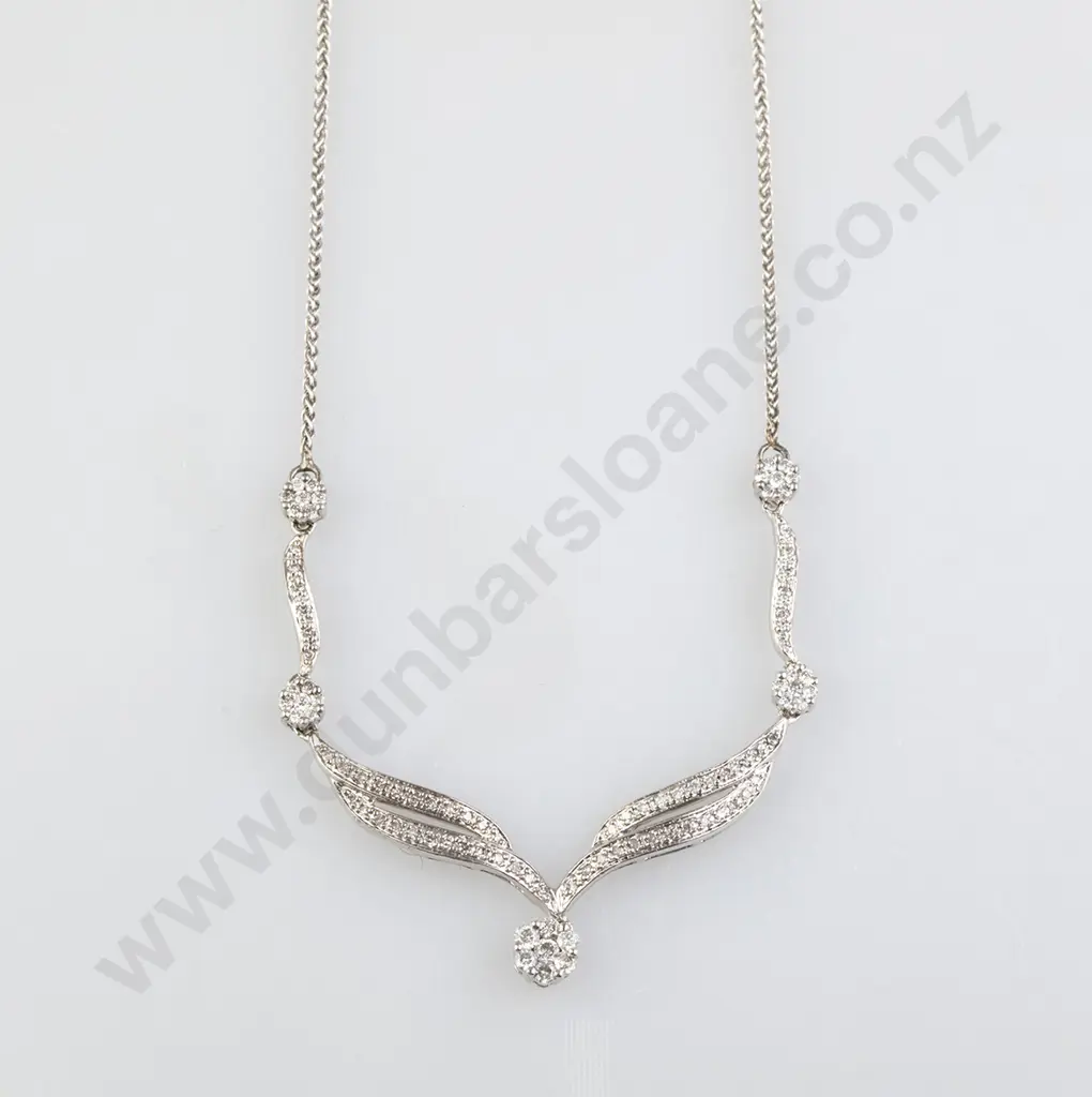14ct White Gold 97stone Diamond Necklet Image 1++