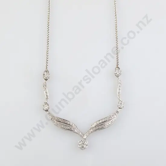 14ct White Gold 97stone Diamond Necklet