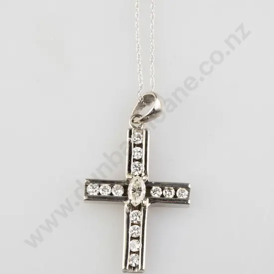 14ct 14stone Diamond Cross Pendant