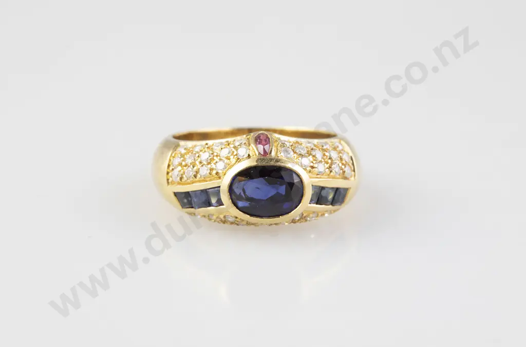 18ct 42stone Sapphire Ruby & Diamond Dress Ring Image 1++