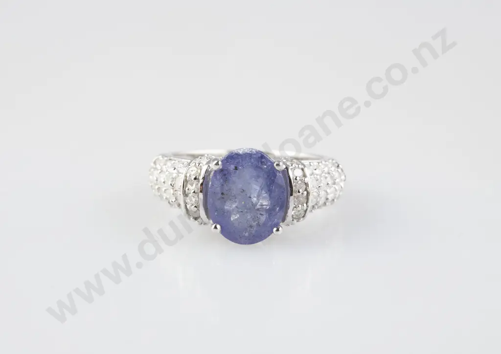 14ct White Gold 53stone Sapphire & Diamond Ring Image 1++
