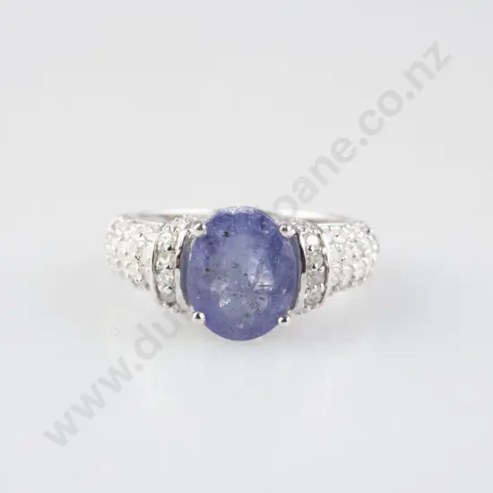 14ct White Gold 53stone Sapphire & Diamond Ring