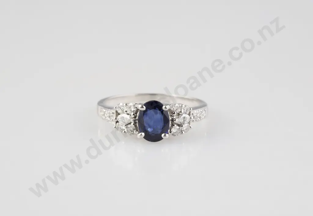 18ct White Gold 18stone Sapphire & Diamond Ring Image 1++