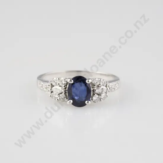 18ct White Gold 18stone Sapphire & Diamond Ring