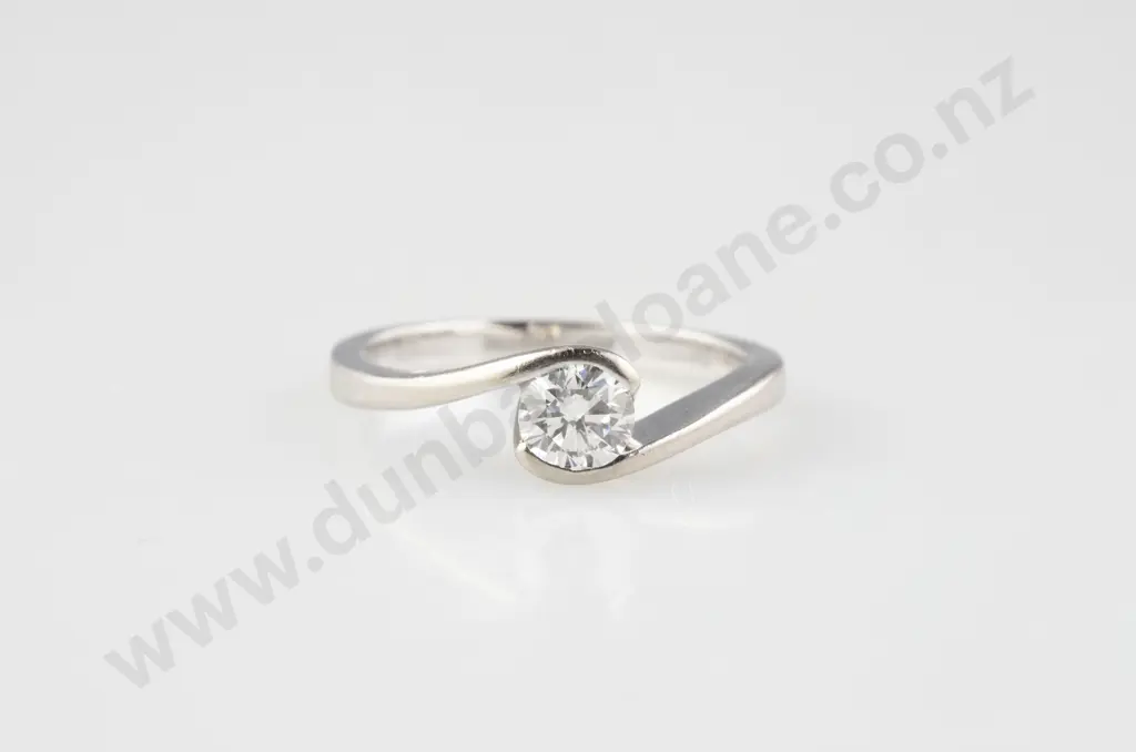 18ct White Gold Solitaire Diamond Ring Image 1++