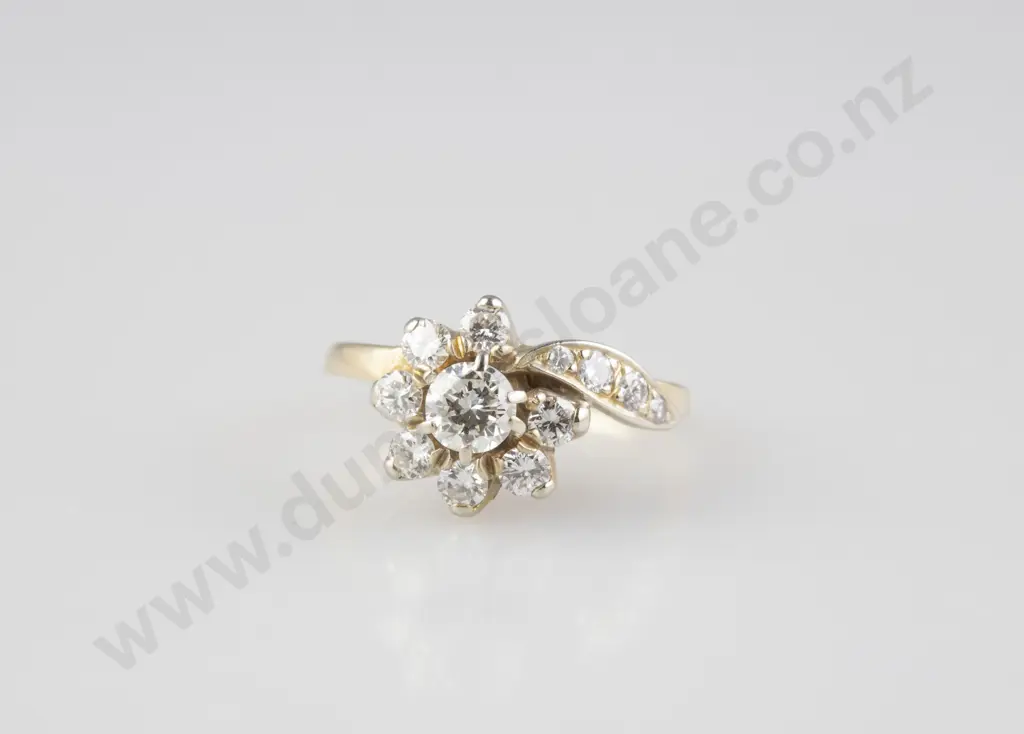 14ct 12stone Diamond Floret Cluster Ring Image 1++
