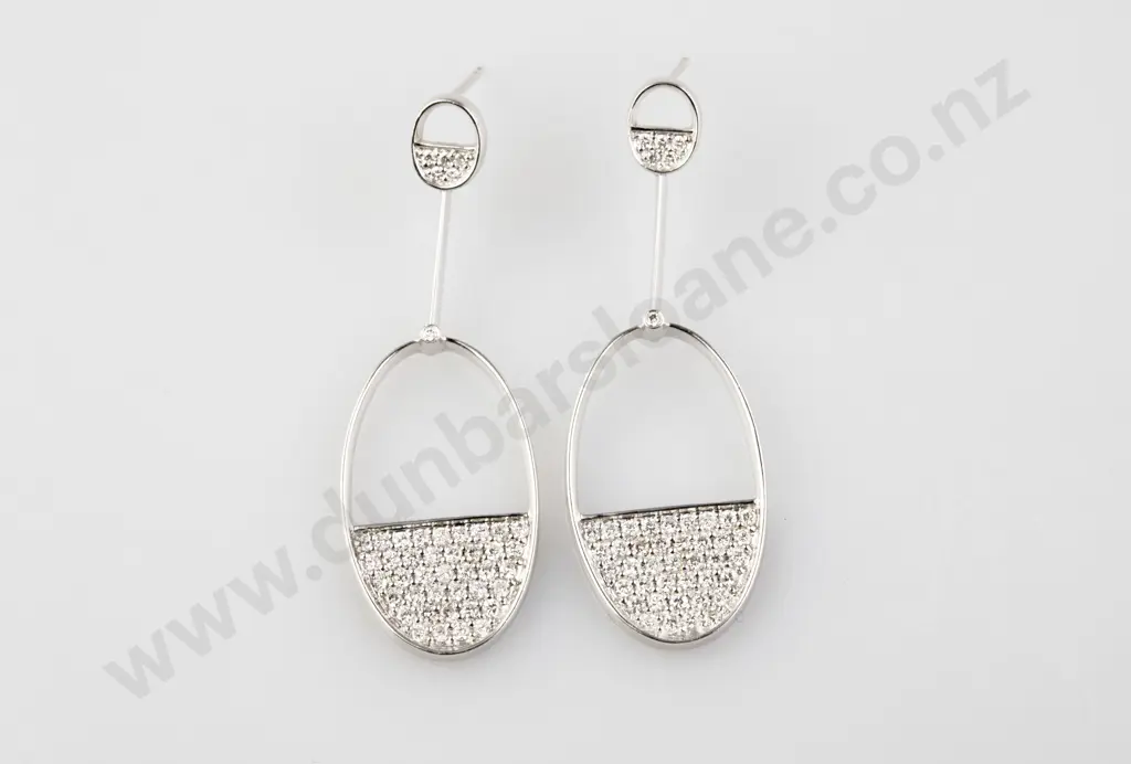 Pair 18ct White Gold Pendant Earrings Image 1++