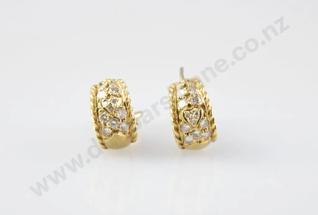 Pair 18ct Diamond Hoop Earrings Image 1++