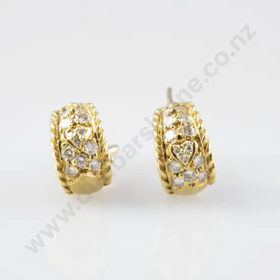 Pair 18ct Diamond Hoop Earrings