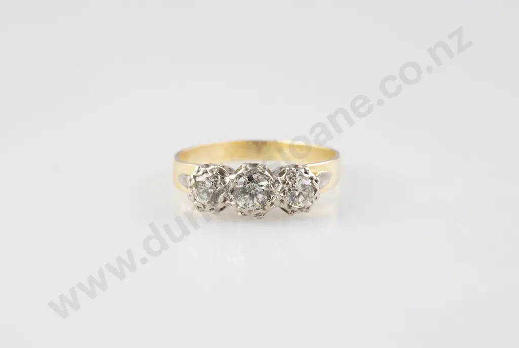 18ct Three Stone Diamond Bridge Ring Image 1++