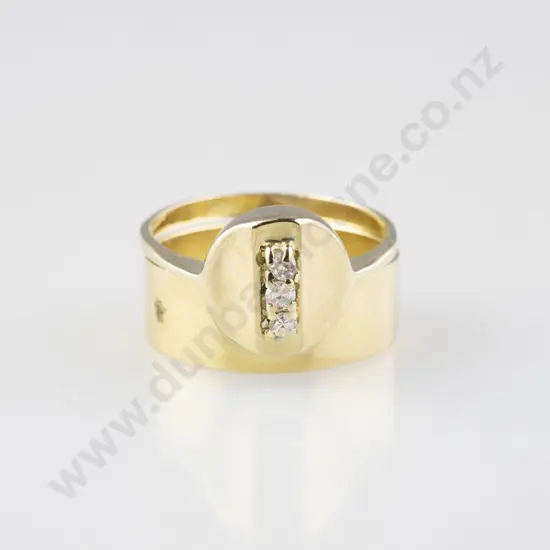 14ct & 18ct Three Stone Diamond Two Ring Set