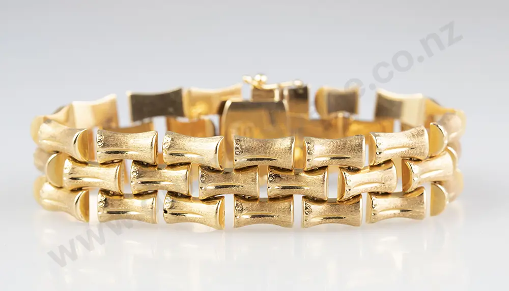 18ct Triple 'Bamboo' Rail Link Bracelet Image 1++