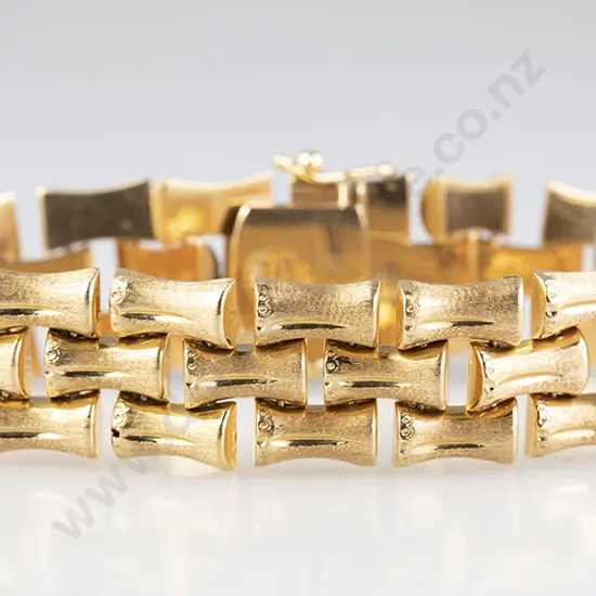 18ct Triple 'Bamboo' Rail Link Bracelet