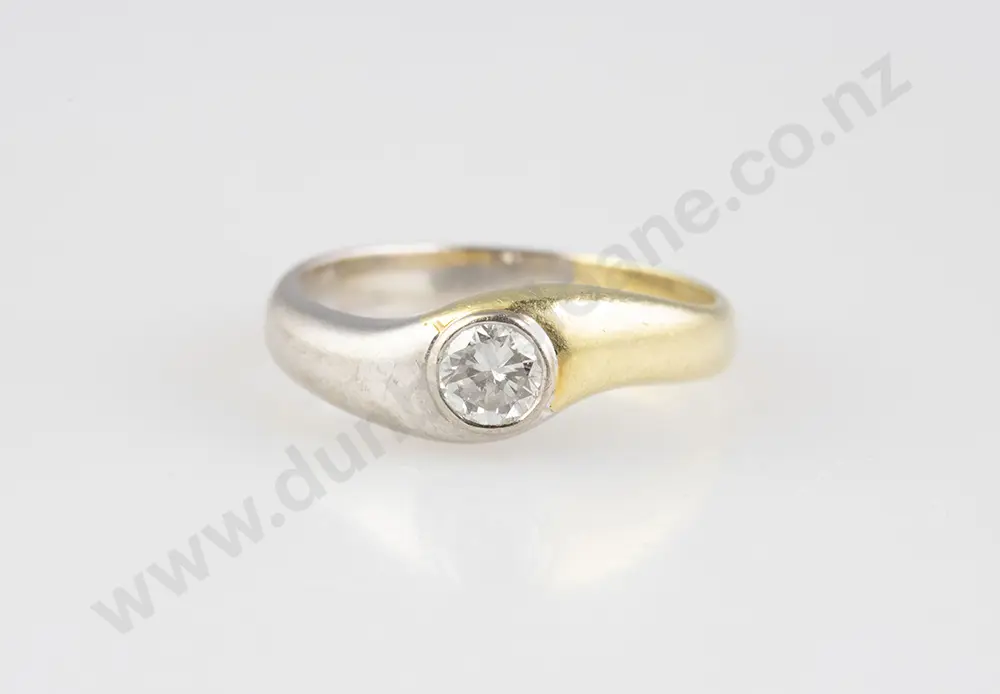 18ct Yellow & White Gold Solitaire Diamond Ring Image 1++