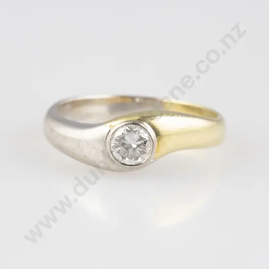 18ct Yellow & White Gold Solitaire Diamond Ring