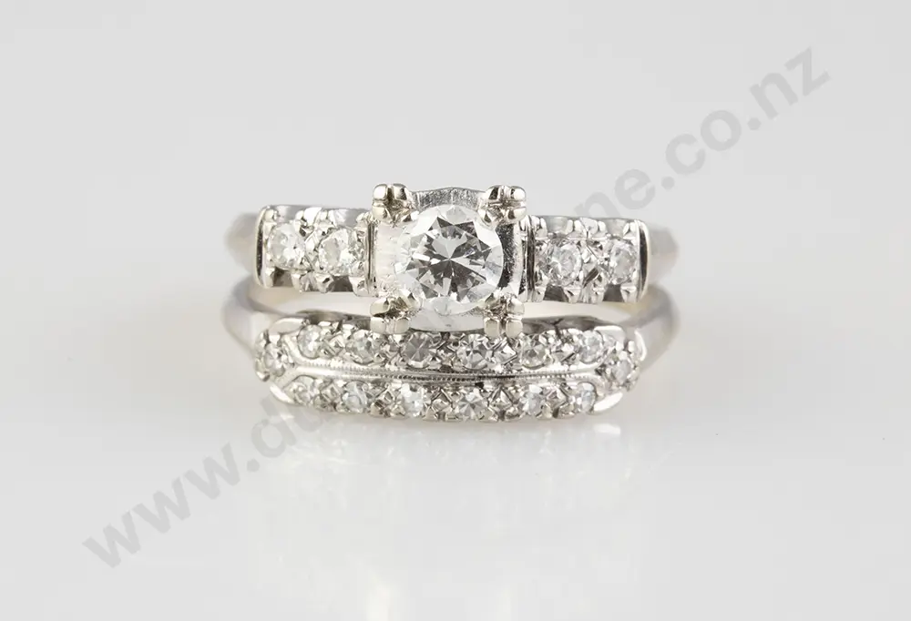 14ct White Solitaire Diamond Ring Image 1++