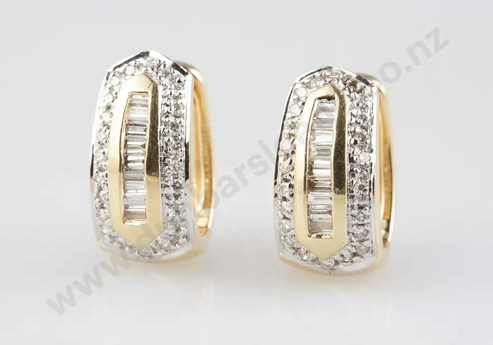 Pair 14ct Diamond Hoop Earrings Image 1++