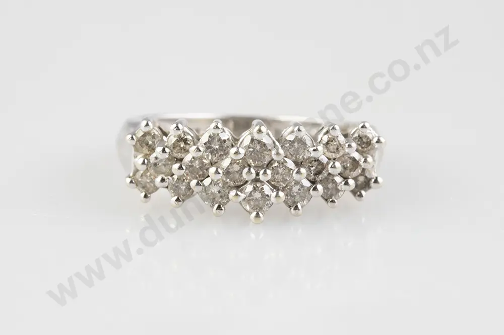 14ct White Gold 19stone Diamond Cluster Band Image 1++