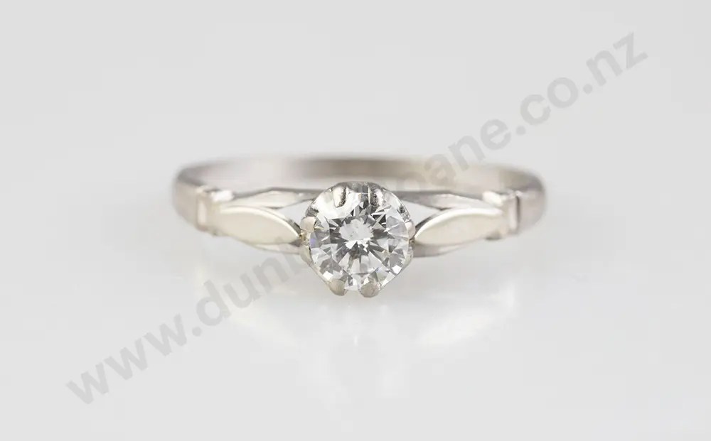 18ct White Gold Solitaire Diamond Ring Image 1++